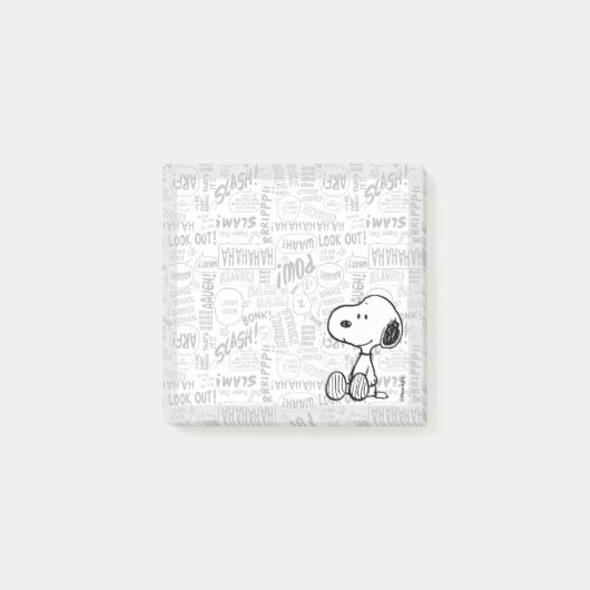 Post-it® PEANUTS | Snoopy on Black White Comics (Devant)