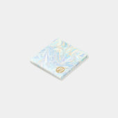 Post-it® Pearlescent Aqua & Gold Liquide Marbre & Monogramm (Incliné)