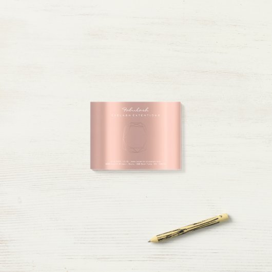 Post-it® Pearly Blush Rose Copper Logo Diamond Poligonal (Sur un bureau)