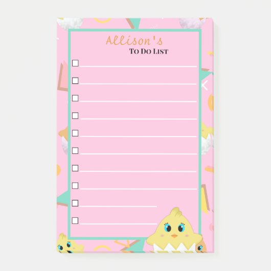Post-it® Peekaboo Pink Baby Chick Notes (Devant)