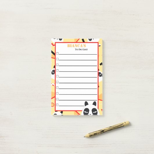 Post-it® Peekaboo Yellow Panda Bear (Sur un bureau)