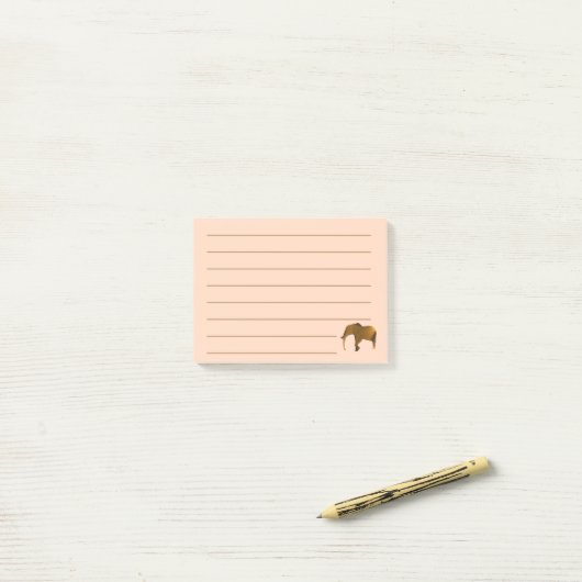 Post-it® Peint Brown Elephant Lined Post it Notes (Sur un bureau)