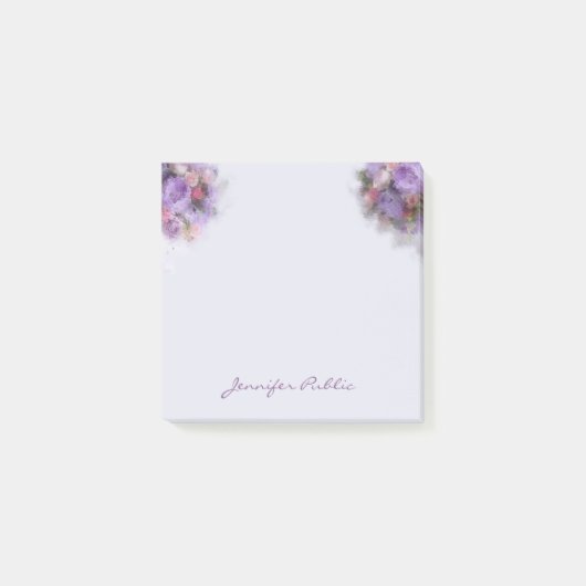 Post-it® Peinture à l'huile Fleurs Élégant Modèle Script à (Devant)