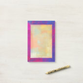 Post-it® Peinture abstraite magenta et bleue (Sur un bureau)