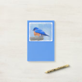 Post-it® Peinture Bluebird - Art original pour oiseaux (Sur un bureau)