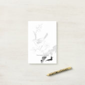 Post-it® Peinture chinoise, fleur de prune et oiseau (Sur un bureau)