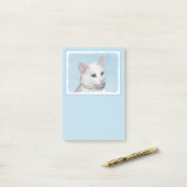 Post-it® Peinture de chat blanc - Cute Original Cat Art (Sur un bureau)