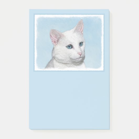 Post-it® Peinture de chat blanc - Cute Original Cat Art (Devant)