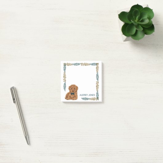 Post-it® Peinture de chien de caniche avec cravate de mâcho (Bureau)