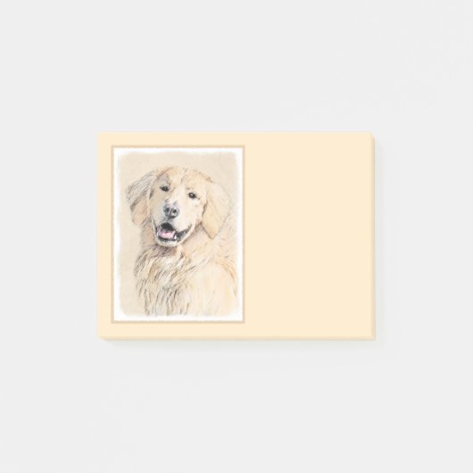 Post-it® Peinture Golden Retriever - Joli art original chie (Devant)