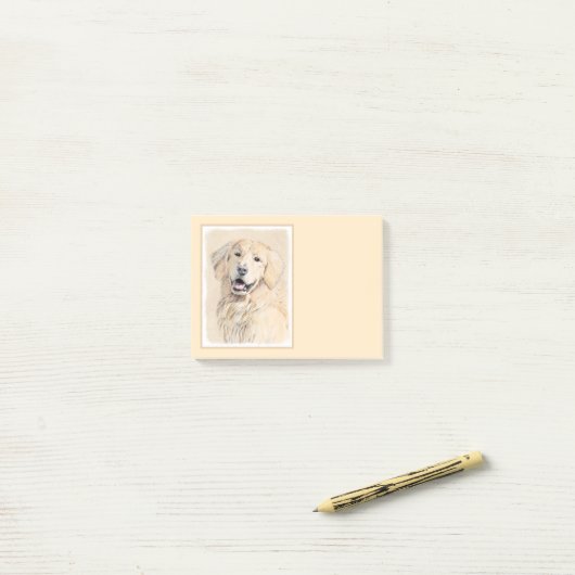 Post-it® Peinture Golden Retriever - Joli art original chie (Sur un bureau)