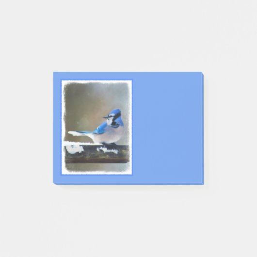 Post-it® Peinture Jay Bleu - Art Oiseau Original (Devant)