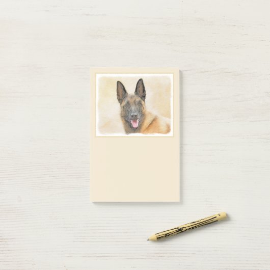 Post-it® Peinture Malinoise belge - Cute Original Chien Art (Sur un bureau)