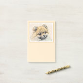 Post-it® Peinture Poméranienne (orange) - Art Chien origina (Sur un bureau)