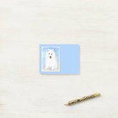 Post-it® Peinture Samoyed Puppy - Jolie Art Original Chien (Sur un bureau)