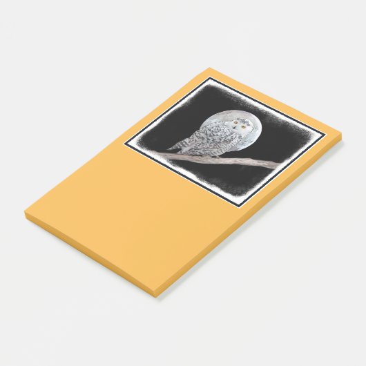 Post-it® Peinture sur la Chouette neigeuse et la Lune - Art (Incliné)