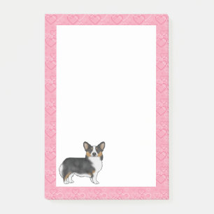 Post-it® Pembroke Welsh Corgi noir tricolore Amour Rose