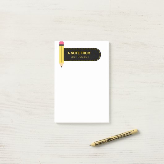 Post-it® Pencil A Note From Teacher (Sur un bureau)