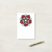 Post-it® Pentagramme avec roses rouges (Sur un bureau)