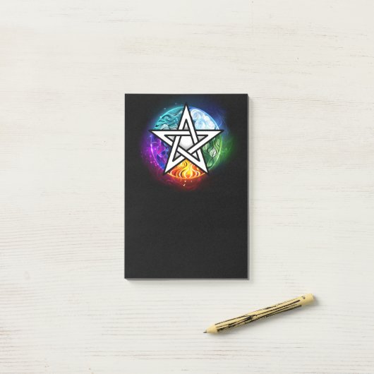 Post-it® pentagramme du Wiccan (Sur un bureau)