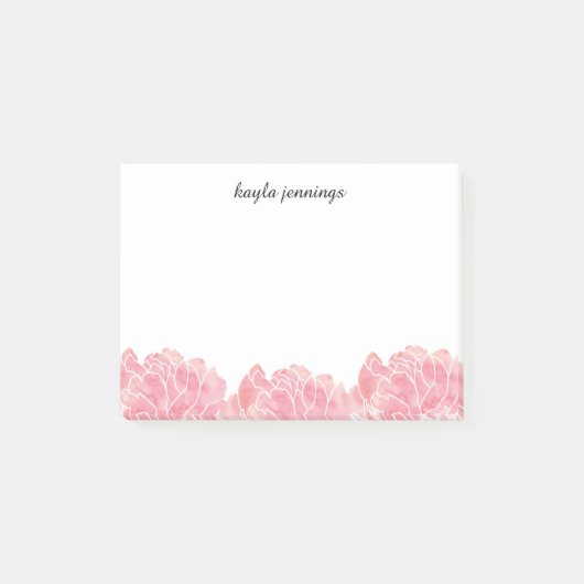 Post-it® Peonées d'aquarelle rose rose (Devant)
