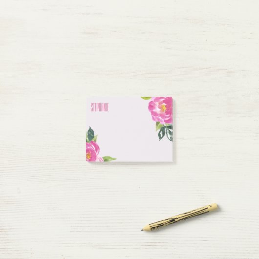 Post-it® Peonies roses (Sur un bureau)