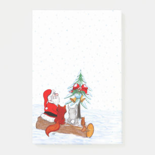 Post-it® Père Noël avec Renard de lapin et écureuil