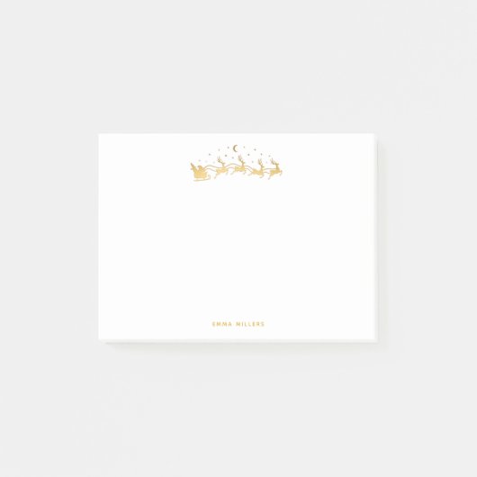 Post-it® Père Noël d'or volant en traîneau avec rennes (Devant)