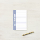 Post-it® Périwinkle Blue Custom Name Lined (Sur un bureau)