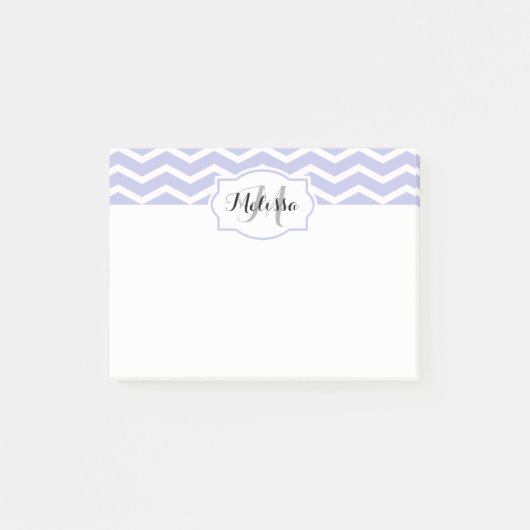 Post-it® Périwinkle White Chevron Name Monogramme (Devant)