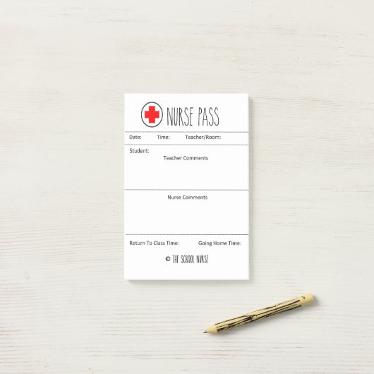 Post-it® Permis d'infirmière pour tout enseignant ou infirm (Sur un bureau)