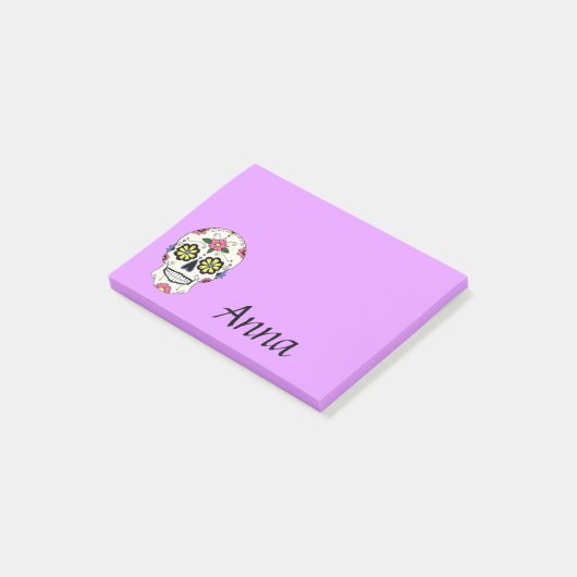 Post-it® Personalisé Purple Sugar Skull Post It Notes (Incliné)