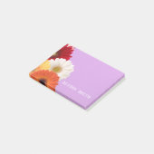 Post-it® Personalisé violet avec fleurs marguerites (Incliné)