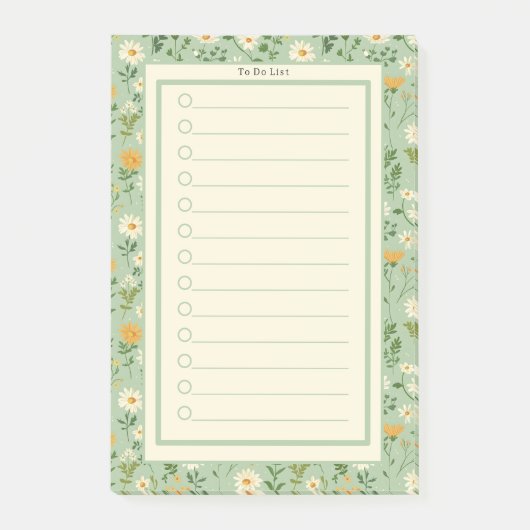 Post-it® Personalised Green Floral Botanical To Do List. (Devant)