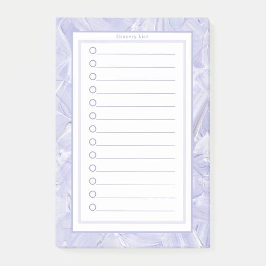 Post-it® Personalised Purple Paint Strokes Grocery List. (Devant)