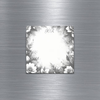 Post-it® Personalized Black and White Monogrammed Floral