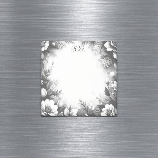 Post-it® Personalized Black and White Monogrammed Floral
