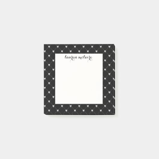 Post-it® Personalized Black & White Bow Script (Devant)
