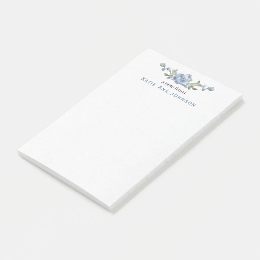 Post-it® Personalized Blue Floral Custom Stationery (Incliné)