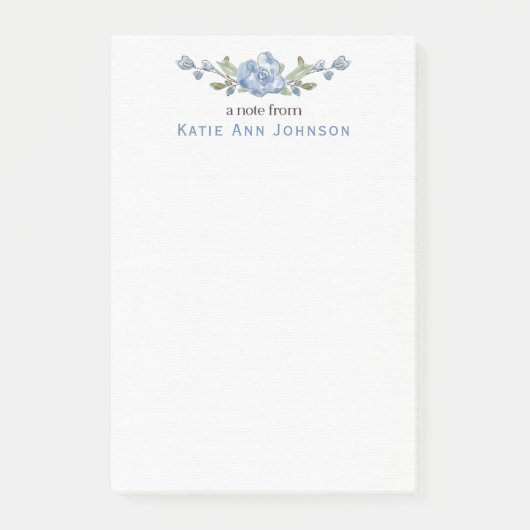 Post-it® Personalized Blue Floral Custom Stationery (Devant)