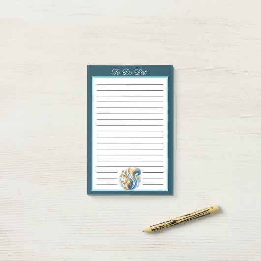 Post-it® Personalized Blue Squirrel To Do List  (Sur un bureau)
