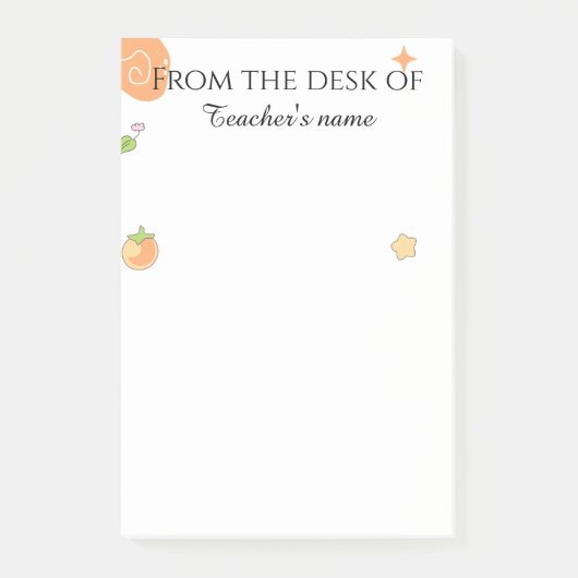 Post-it® Personalized for elementary Teacher's Cute Peach   (Devant)