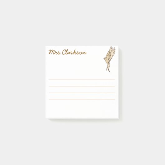 Post-it® Personalized Gold Swallow for Homeschool parents (Devant)