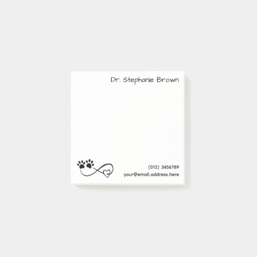 Post-it® Personalized Infinity Heart and Paws Post-it Notes (Devant)