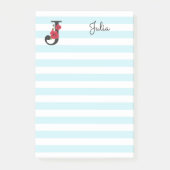 Post-it® Personalized monogram editable J text red flower (Devant)