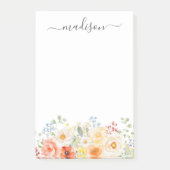 Post-it® Personalized Name Monogram Watercolor Sunny Floral (Devant)