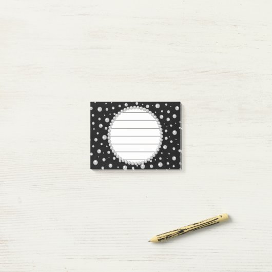 Post-it® Personalized Photo with Pearls Circle on Black (Sur un bureau)