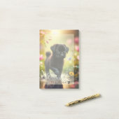 Post-it® Personalized Pug Puppy Floral Sticky Note Pad (Sur un bureau)