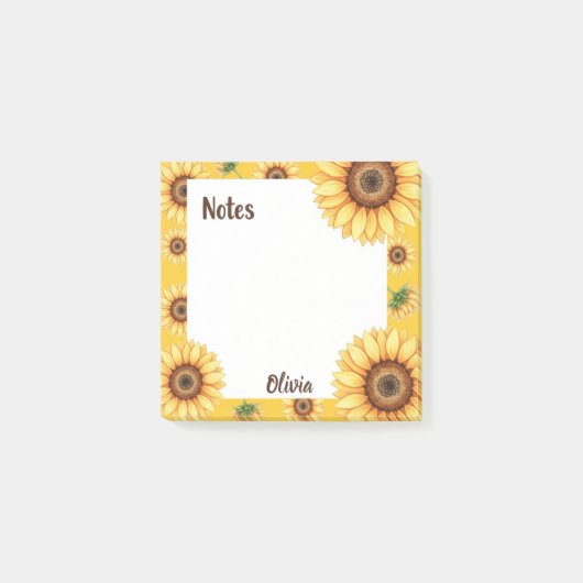 Post-it® Personalized Sunflower Notes Square  (Devant)
