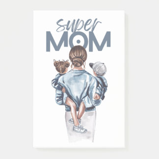 Post-it® Personalized Super Mom with Son and Daughter Gift 
